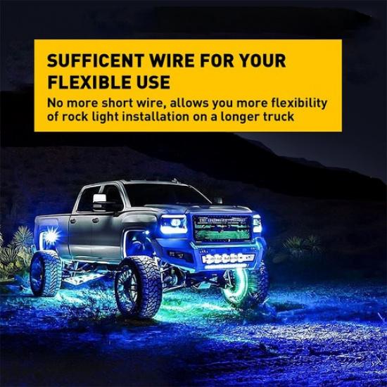 4X 10FT 4Pin LED Rock Light Extension Cable Connectors Male Female Waterproof