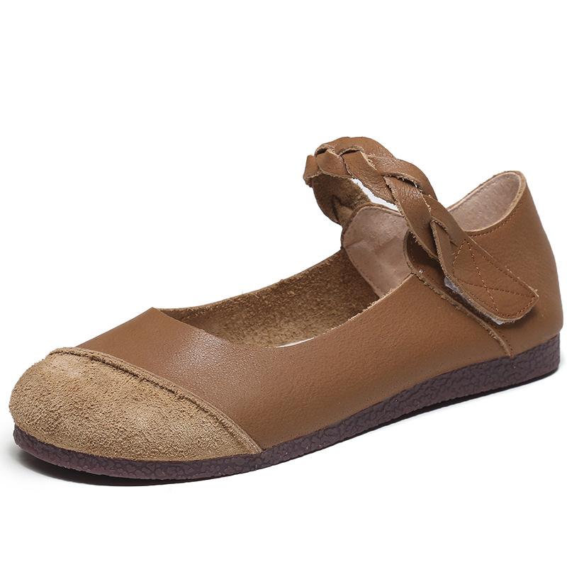 Модные ретро-ботинки для ходьбы из коровьей кожи коричневого цвета с пряжкой женские туфли для пожилых людей 35 6489₽