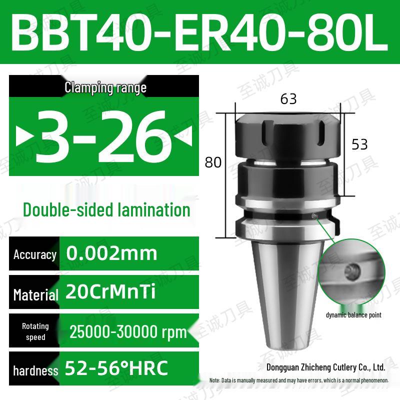 CNC-Hochgeschwindigkeits-Doppelseitiger BBT30/40/50-ER20/25/32 Werkzeughalter mit Dynamischer Auswuchtung