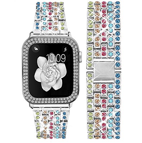 Metal Strap with Case For Apple Watch 45mm 41mm 44mm 42mm 40mm 38mm Diamond Bracelet Wristband for iWatch 9 8 7 6 5 4 3 SE Cover
