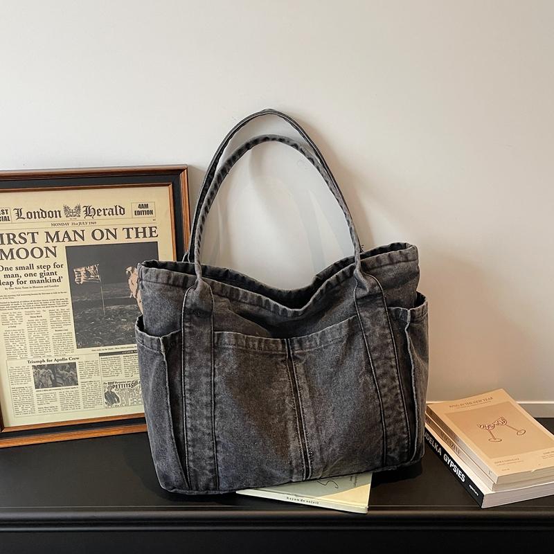 Denim-Tragetasche Damen-Umhängetasche Handtasche mit großem Fassungsvermögen