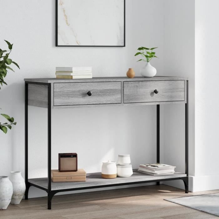 VidaXL Console Table Sonoma Grey 100x34.5x75 Cm Engineered Wood 834173