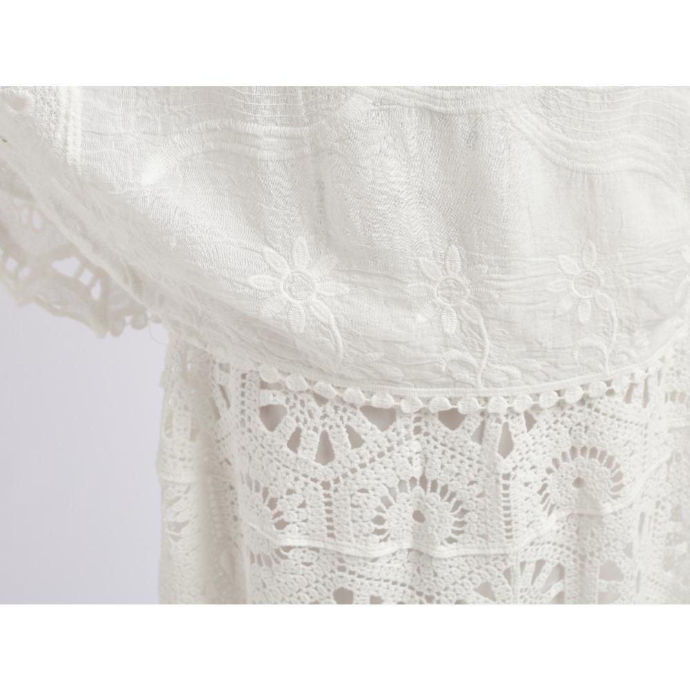 DIMANAF 2025 New Summer Basic Shirt Women Lace O-Neck Blouse Tops Tees Loose White Short Tees