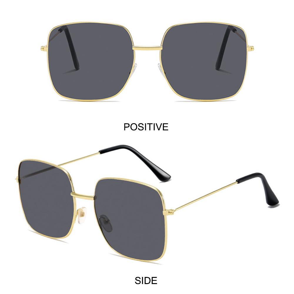 Large Frame Metal Square Sunglasses Korean Style Ocean Lens Shades  for Women & Men