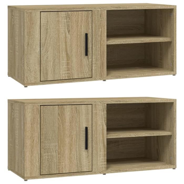 819443 vidaXL TV Units 2 Pcs Sonoma Oak 80x31.5x36 Cm Engineered Wood