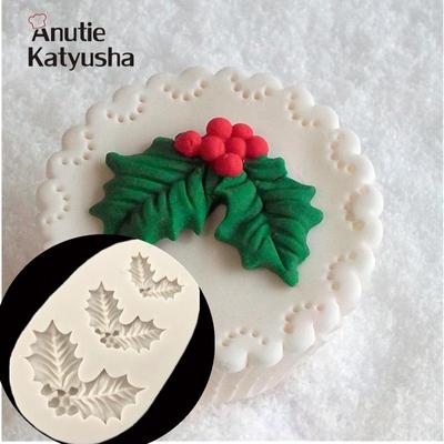 Leaf Shape Silicone Mold Kitchen DIY Cake Baking Decoration Fudge Biscuit Chocolate Mold Christmas Holly Leaf Silicone Mold
