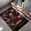 Area Rug, Slipknot Band Members Masks Red Group Illustration Poster Print, Man Cave Decor, Non-Slip Mat