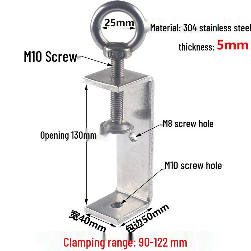 304 Stainless Steel Tiger C-Clamp U-Shaped Fixture with Hand-Tightened Eyebolt