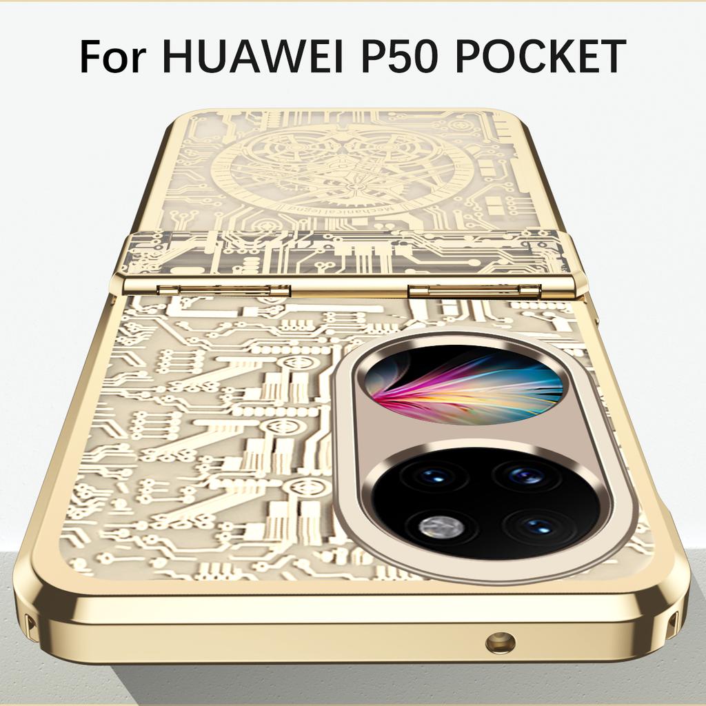 For Huawei P50 Pocket 5G case Mechanical Legend Plating Case for Huawei P50 Pocket Hinge Folding Full protective Phone Cover