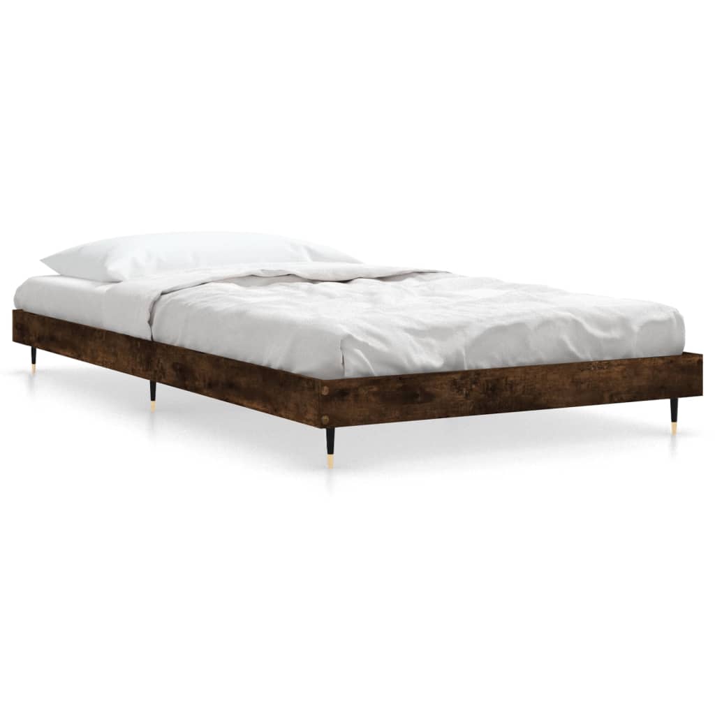 Bed Frame without Mattress Smoked Oak Finish 90 x 190 cm Engineered Wood