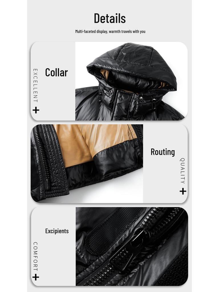 Men's Lightweight Trendy White Duck Down Hooded Jacket - Warm, Fashionable, and Detachable for Autumn and Winter Casual Wear