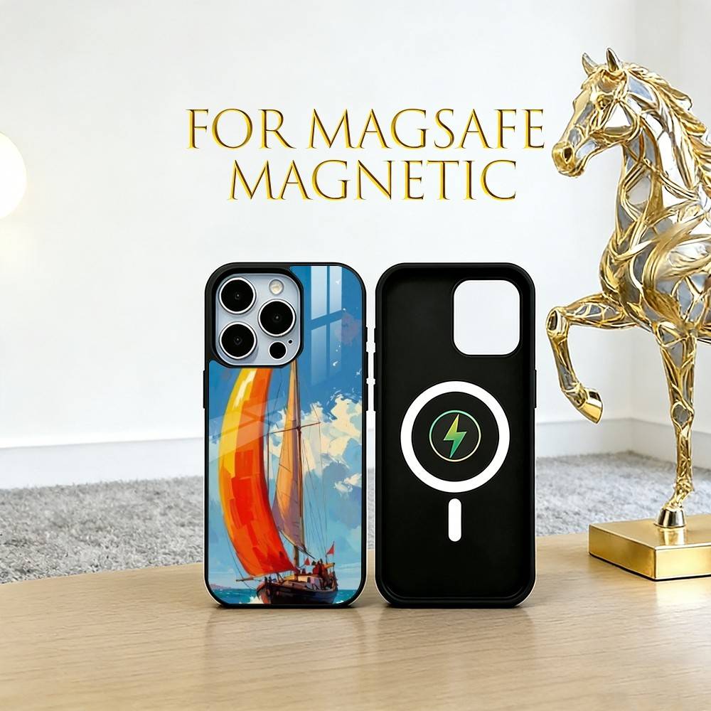 Oil painting sailboat Phone Case For iPhone17,16,15,14,13,12,11 Plus,Pro Magnetic For Magsafe Wireless Charging