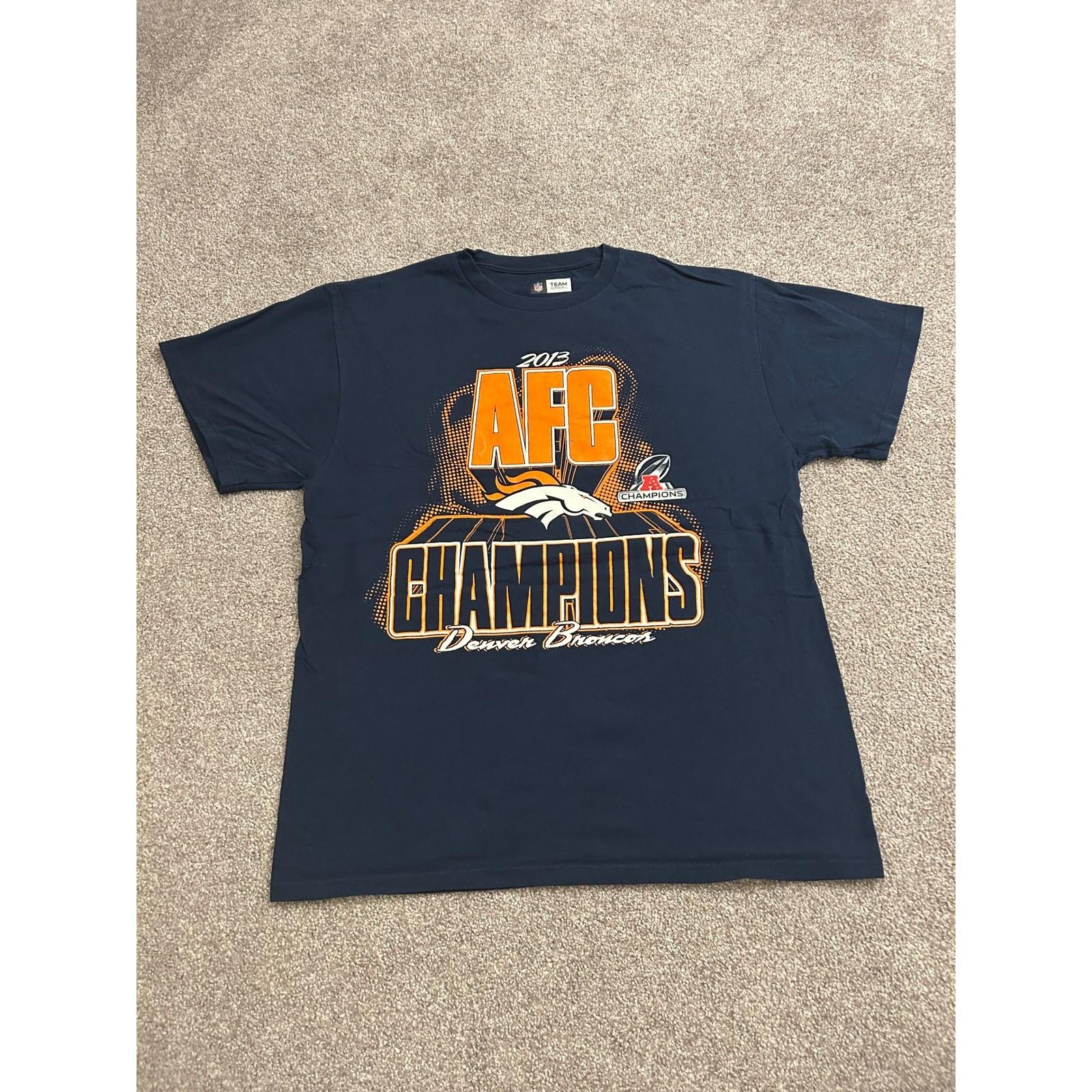 NFL Team Apparel Denver Broncos T-Shirt Mens L Navy 2013 AFC Champions Excellent S