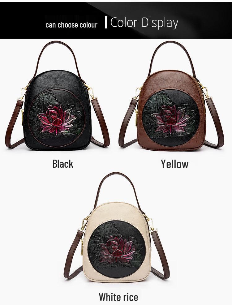 2025 Autumn-Winter Women's Lotus Handbag: Versatile Embossed Crossbody & Shoulder Bag
