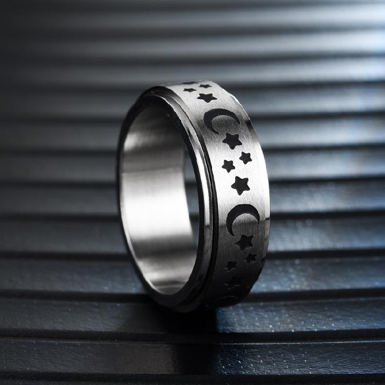 Star Moon Spinning Rings Women Men Fidget Spinner Ring Relief Stress Worry Rings