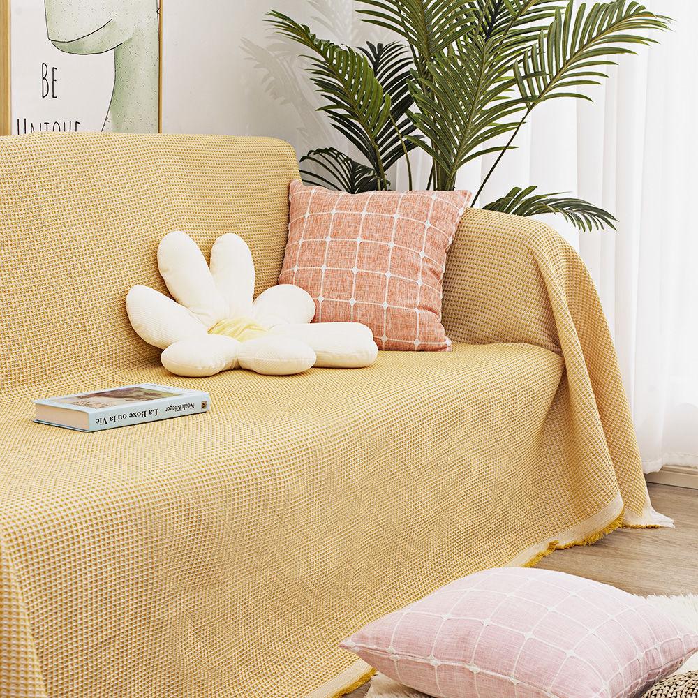 Tablecloth Japanese Thickened Cotton And Linen Fabric High-End Light Luxury Retro Waffle Dining Table Square Table Round Table Cloth