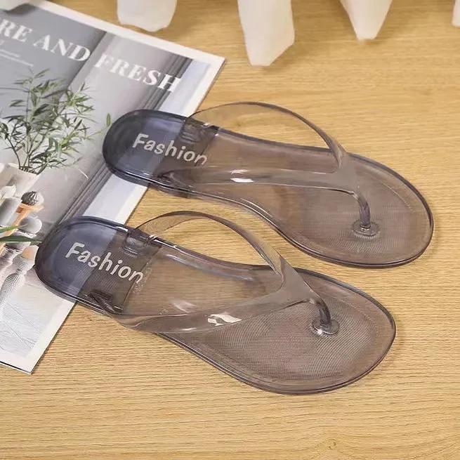Fashion Women Flip Flops Beach Slippers PVC Transparent Clear Crystal Casual Sandals Summer Bathing Indoor Outdoor Flat Slide Jelly Shoe