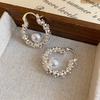 2025 New Twisted Metal Pearl Hoop Earrings for Women High-end Unique Light Luxury Accessories Fashion Jewelry