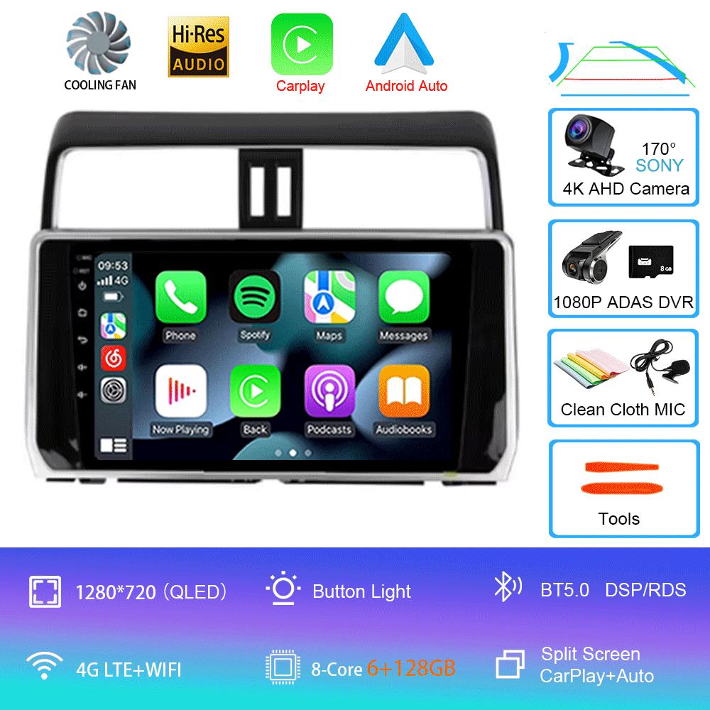For Toyota Land Cruiser Prado 150 2018 2019 - 2025 Carplay 360 Camera Auto Android 14Car Radio Multimedia Player GPS Stereo Wifi