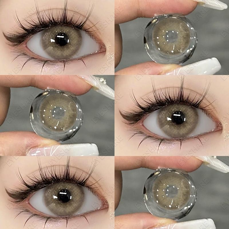 EYESHARE Brown Colored Contact Lens Natural Soft Contact Lenses for Eyes Fashion Decoration 14.2mm Yearly 2pcs=1 Pair