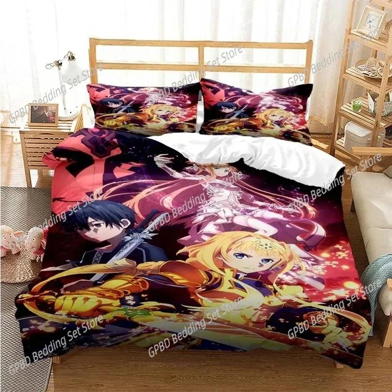Cartoon Asuna Sword Art Online Bedding Set Single Twin Double Queen King Cal King Size Bed Linen Set