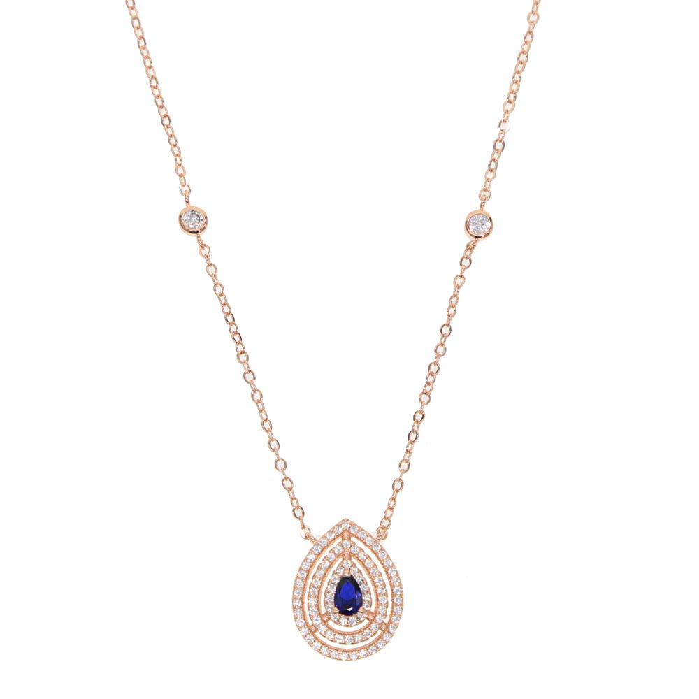Promotion Fashion Water Drop Charm Cz Statement Station Chain Luxury Rose Gold Plated Fashion Chic Cz Diamond Necklace chain&necklace