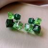 Green crystal flower butterfly earrings summer small fresh and sweet stud earrings 2025 explosion high-end earrings women