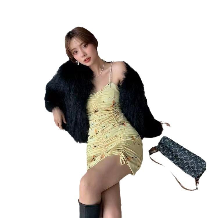 Autumn and winter new imitation mink hair splicing fox hair plush coat short thin imitation fur coat