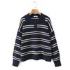 Za Autumn and Winter New Arrivals Women's Clothing Zr European and American Style Fashionable Color-Block Striped Lapel Sweater Loose Knit Top