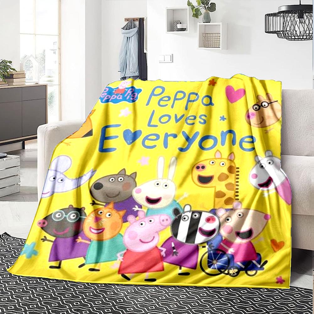 Peppa Pig Theme Printed Blanket - Perfect for Couch, Bed, Travel & Outdoor Use | Machine Washable, Cozy & Durable.