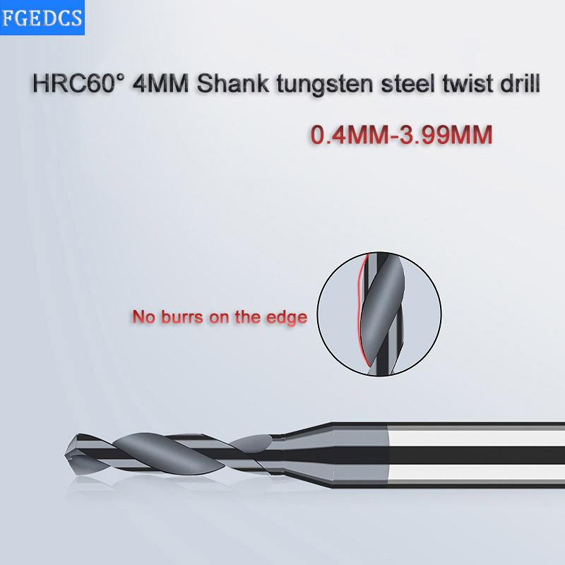 Solid Carbide Drill 0.4 To 1.66mm Micro Mini Bits CNC Metal Hole Machining Tools for Aluminum Steel Twist Drill Bits D4MM Shank