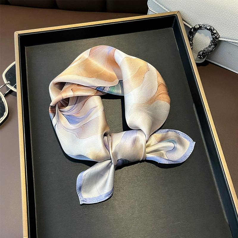 New 100% Natural Real Silk Scarf Women Bandana Square Scarves Wrap Kerchief Mulberry Spring Fashion Luxury High Quality Hijab