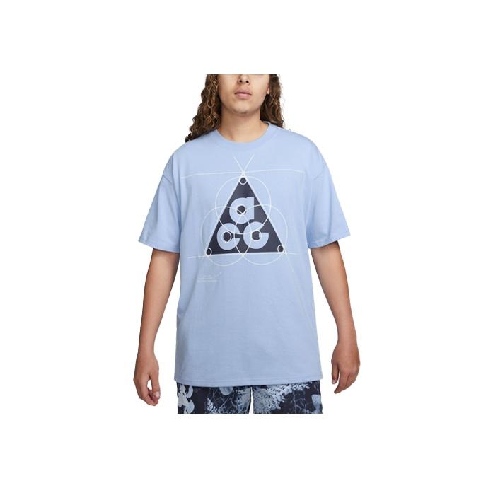 Nike Acg Leyline Graphic Print Short Sleeve Crewneck T-Shirt Men Tops Hyper-Cobalt-Blue FB8120-479