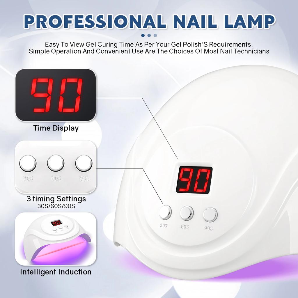 72W UV LED Nail Drying Lamp For Curing All Nail Gel Polish 24LEDS Nail Dryer With Automatic Sensor Professional Salon Art Tools