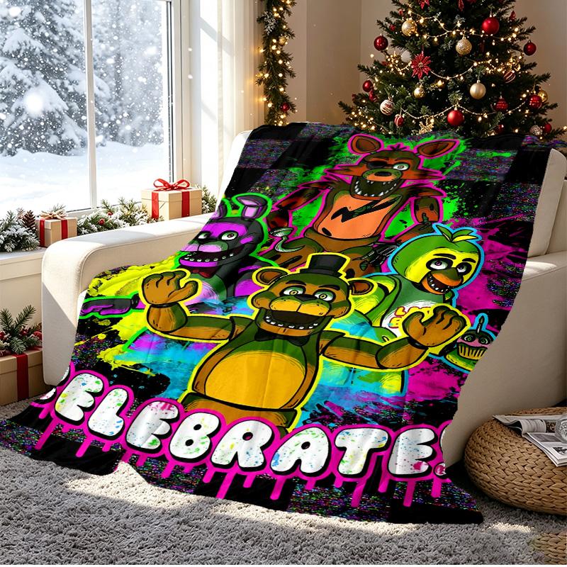 Five Nights at Freddy's Pattern Blanket for Home Decoration, Bed, Sofa, Car Travel, Camping, Suitable for All Seasons, Birthday Christmas Gift