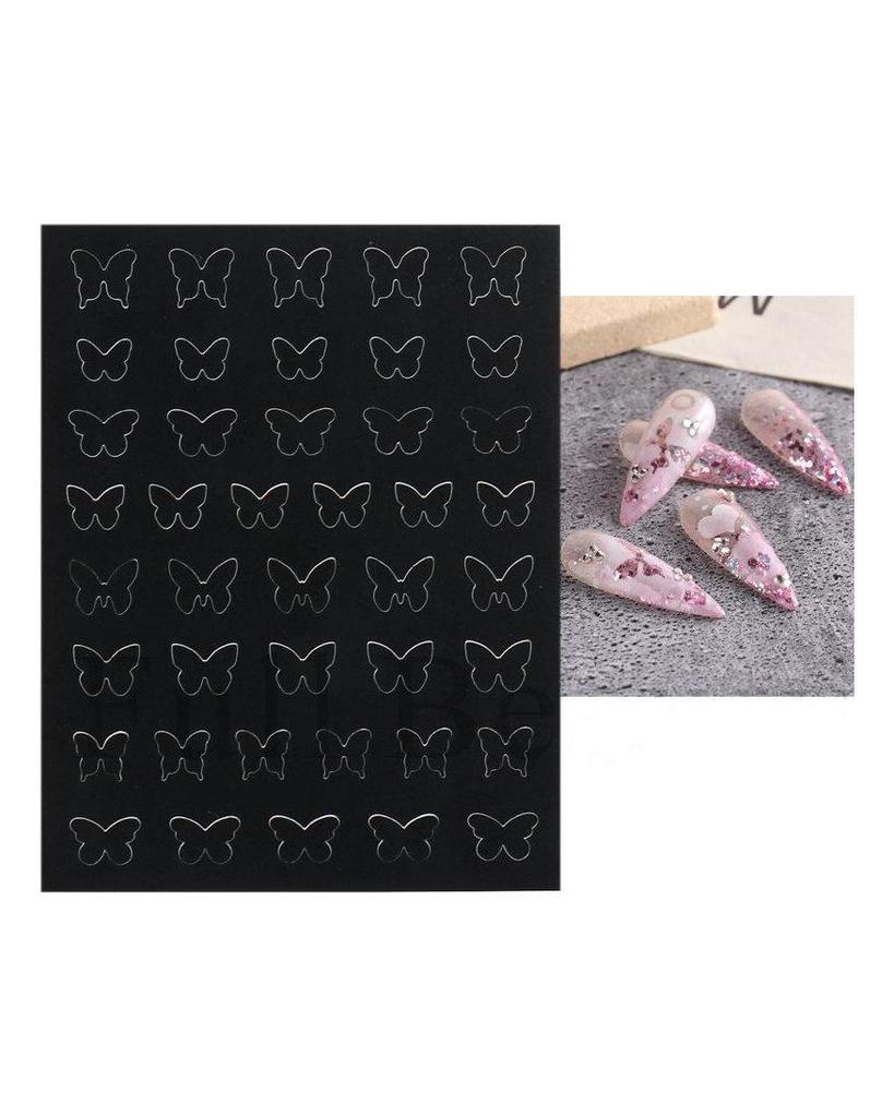 Laser Nail Stickers Butterfly Heart Star Design Adhesive Slider Decals Nail Art Stickers Manicure Decorations