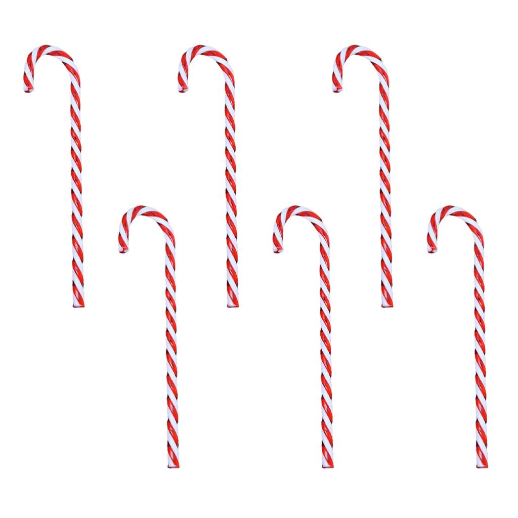 6pcs 15cm Acrylic Christmas Candy Cane Ornament Red White Xmas Tree Hanging Decor