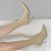 Stivali alla caviglia da donna in tessuto elasticizzato Autunno Primavera Punta appuntita sexy Tacco alto Moda Calzini da donna Scarpe con tacco a spillo