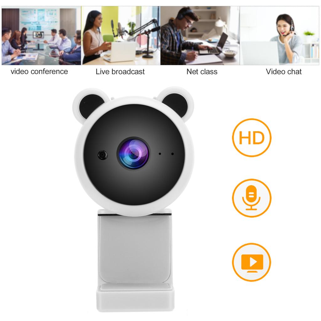 1080P HD USB Computer Camera Video Recording Digital Webcam BuiltIn Microphone for Live Broadcast(White )
