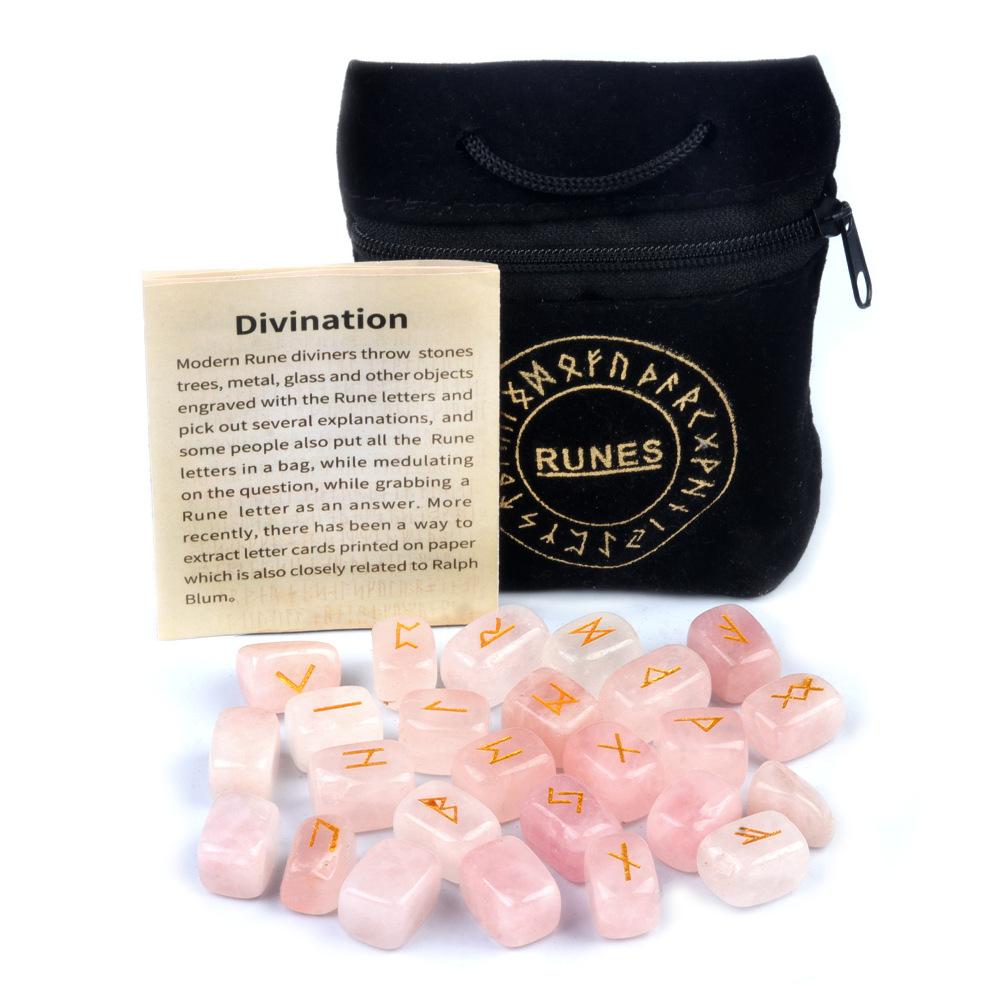 1901-Runes Rune Runes Stone Runic Carved 25 Pieces in a Cloth Bag 12*18mm