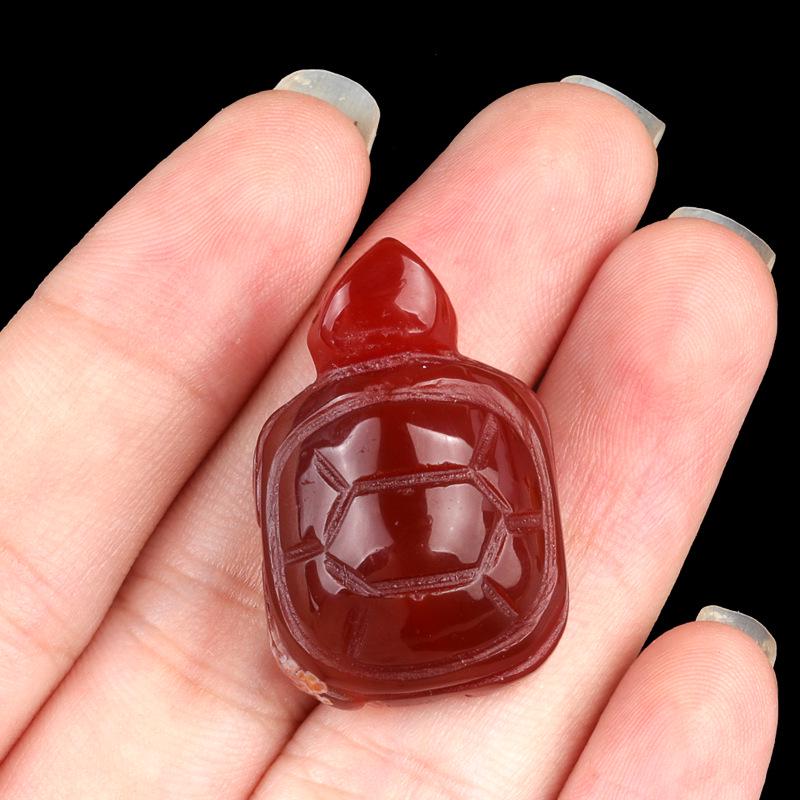 Turtle Crystal Agate Miniature: Hand-Carved Semi-Precious Stone Ornament