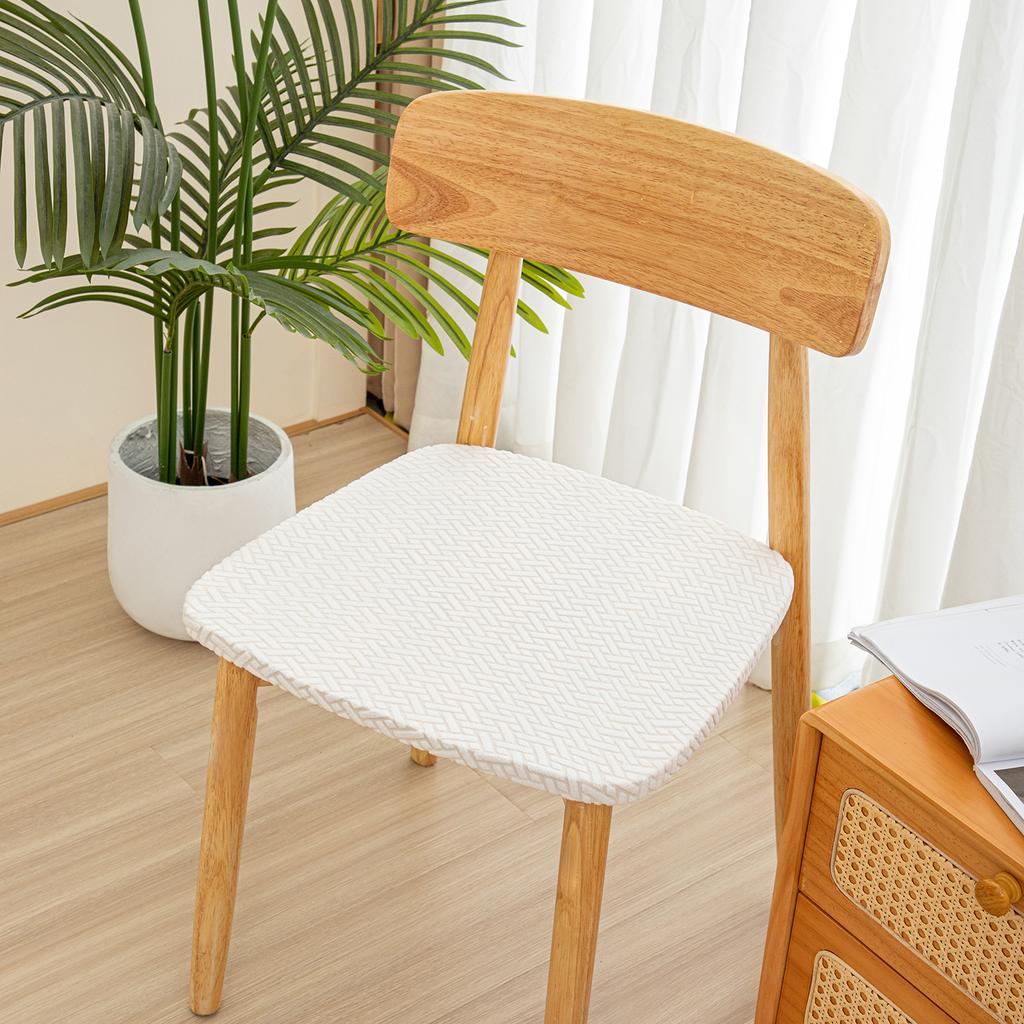 Stretch Jacquard Chair Seat Covers Solid Removable Washable Anti-Dust Dining Room Chair Seat Cushion Slipcovers