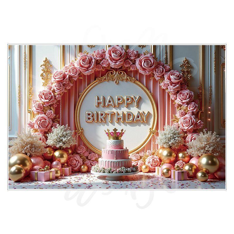 Pink Birthday Theme Party Decoration Backdrop Cloth - Party Decoration Scene Background Wall Hanging