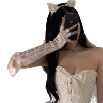 Erotic Lingerie Sexy Lace Strap Gloves Long Seduction Half Finger Gloves COS Uniform Women Qqn
