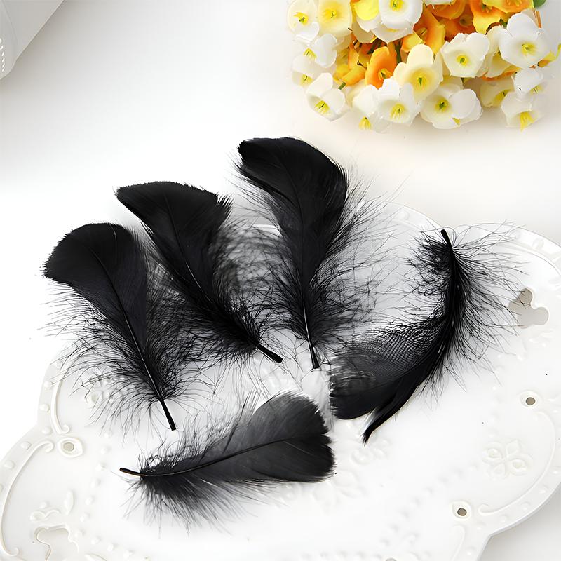 8-15Cm Black Feathers Decoration For Crafts Bulk Small Big Long Plumas Wedding Flower Tree Hats Dreamcatcher Goose Piume 50Pcs