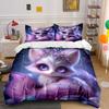 Cute Pink Plush Fox Duvet Cover Set With 3D Printing Design Soft Polyester Bedding Set All-Season Comfort Machine Washable