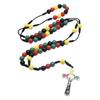Catholic Multicolored Beads Braids Rope Rosary Necklace with Unique Crosses Charm for Daily Wear and Spiritual Event