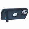 For iPhone 15 Magnetic Case Leather Phone Back Cover Waxy Texture Kickstand