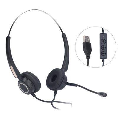 Sluchátka s mikrofonem pro call centrum s inteligentním potlačením hluku a HD hovory s USB portem pro počítač, online call centrum...