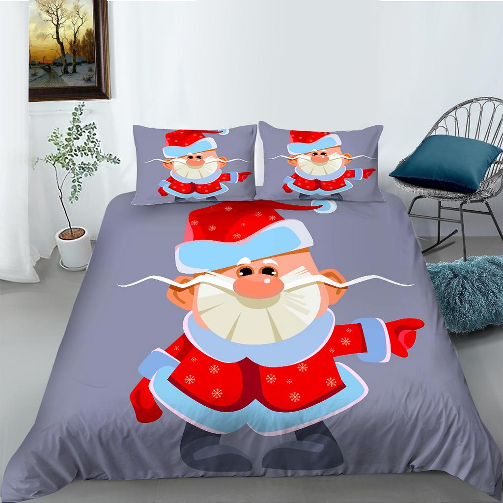 Christmas Decoration Quilt Cover Pillowcase Two Three Piece Set Polyester 3D Digital Printing Holiday Gift